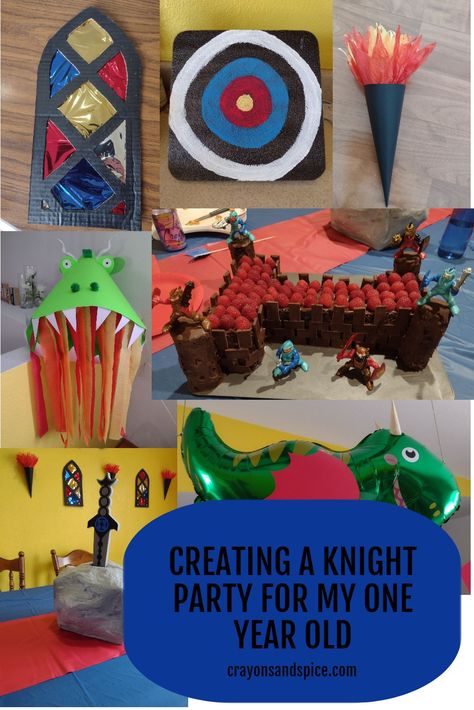 Picture of decorations made for a knight and dragon themed party Knights Party Ideas, Medieval Birthday Party Decorations, Royal Party Food Ideas, Knight Themed Birthday Party, Knights And Dragons Birthday Party, Dragon Birthday Party Ideas, Fantasy Birthday Party, Medieval Birthday Party, Volcano Birthday