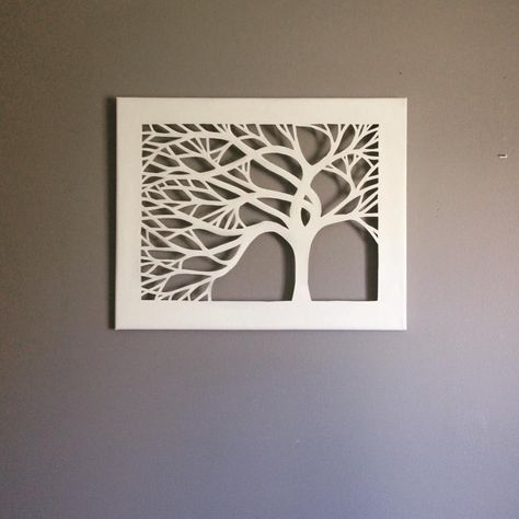 Canvas Cut Tree Cut Out Canvas, Cut Out Art, Woodworking Tools Workshop, Silhouette Canvas, Metal Tree Wall Art, Room Canvas, Wood Pattern, Tree Silhouette, Paper Cut Art