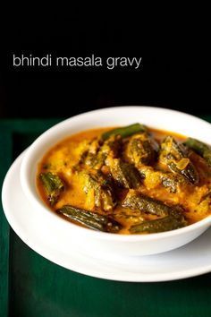 bhindi masala gravy recipe with step by step photos. delicious home cooked curry with bhindi or okra. already posted semi dry version of bhindi masala recipe. Bhindi Masala Recipe, Vegetarian Curries, Bhindi Masala, Okra Recipe, Indian Veg Recipes, Okra Recipes, Curry Recipes Indian, Vegetarian Curry, Green Recipes