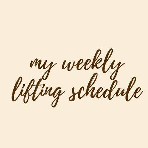 My Weekly Lifting Schedule - Sarah Bowmar Weekly Weight Lifting Schedule, Weight Lifting Schedule, Sarah Bowmar, Shoulder Day, Lifting Workouts, Workout Splits, Day Of The Week, Muscle Groups, Weight Lifting