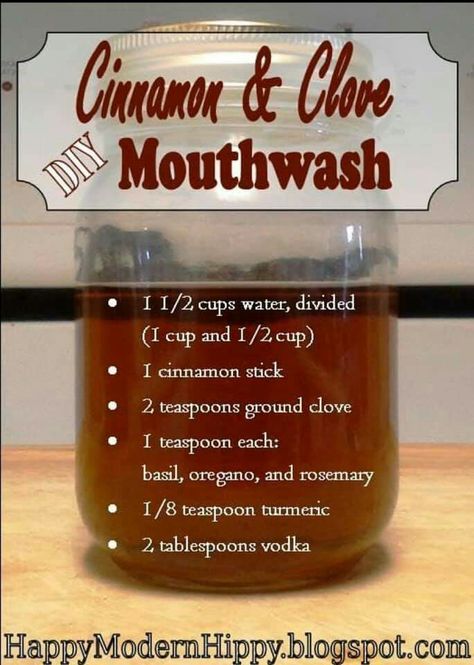 Clove Mouthwash, Modern Hippy, Natural Hygiene, Diy Mouthwash, Homemade Mouthwash, Diy Cinnamon, Mouth Wash, Natural Mouthwash, Herbal Remedies Recipes