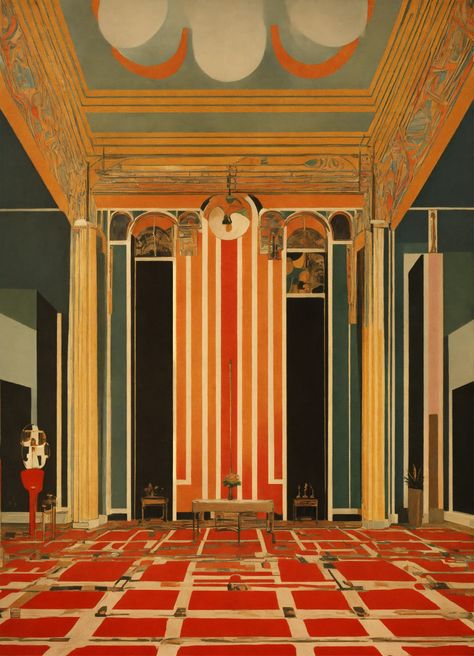 Roaring 20s Architecture, Art Deco Ballroom, Feathered Bob, Room Illustration, Josef Hoffmann, Art Deco Illustration, Cinema Theatre, Vintage Hotels, Art Deco Art