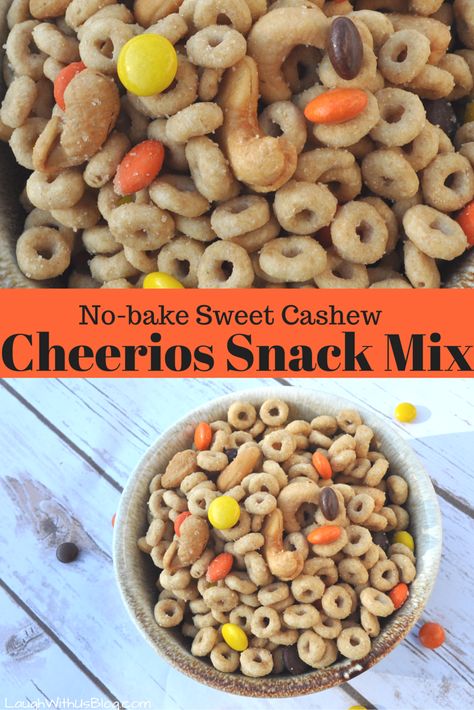 Sweet Cashew Cheerios Snack Mix. A glorious mix of sweet, salty, and nutty! Perfect treat for movie night. So easy it's a great KidsInTheKitchen recipe! Cheerios Snack Mix, Cheerios Snacks, Cheerios Recipes, Snack Mix Recipe, Trail Mix Recipes, Diy Easy Recipes, Cereal Snacks, Chex Mix Recipes, Snack Mix Recipes