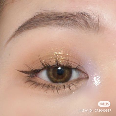 Xianghongshu Makeup, Winter Eyeshadow Looks Brown Eyes, Gold Douyin Makeup, Douyin Makeup On Western Features, Dou Yin Makeup, Debut Makeup, Xiaohongshu Makeup, Brown Eyeshadow Looks, Brown Makeup Looks