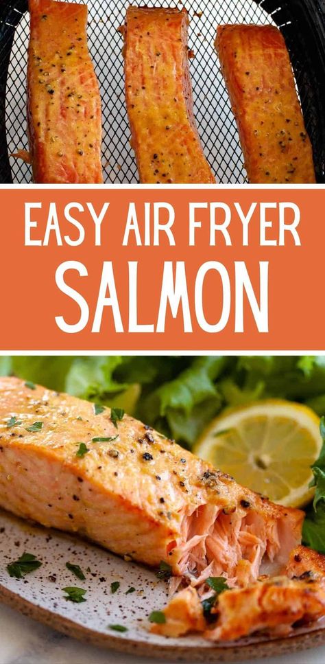 This air fryer salmon is flaky and tender and just a little crispy on the edges, similar to a pan sear. You can cook fresh or frozen salmon in the air fryer and this post shows you how to do both! How To Cook Frozen Salmon In Air Fryer, Air Fry Frozen Salmon Fillets, Cooking Fresh Salmon, How To Make Salmon In Air Fryer, How To Cook Fish In Air Fryer, How Do You Cook Salmon, How To Air Fry Salmon, How To Cook Fresh Salmon, Salmon Fillet Recipes Air Fryer