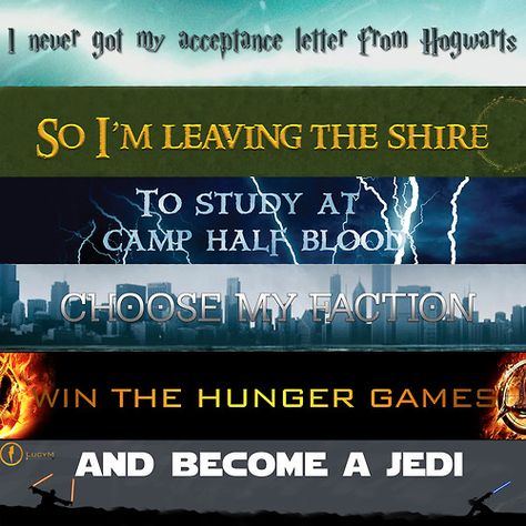 #fandomsunite Harry Potter, Lord of the Rings, Percy Jackson, Divergent, The Hunger Games, and Star Wars Fandom Quotes, Acceptance Letter, Fandoms Unite, Fandom Crossover, Book Tv, Book Memes, Divergent, Film Serie, Book Humor