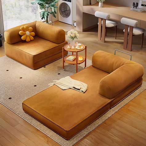 78.7" Modern Corduroy Upholstered Convertible Sofa Bed 3 Seater Sleeper Deep Seat Sofa Couches in Orange for Living Room, Guest Living Room Bed Moveable Couch, Bed Sofa Design, Guest Living Room, Sofa Bed Guest Room, Teddy Sofa, Sofa Cumbed Design, Low Bed Frame, Upholstered Sofa Bed, Deep Seat Sofa