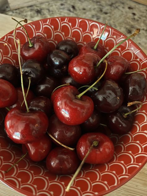 Bowl of fresh cherries. Red aesthetic Cherries Aesthetic, Bowl Of Cherries, Art Homework, Cherry Bowl, Fresh Cherries, Bach Party, Summer 24, Red Aesthetic, Fruit Bowl