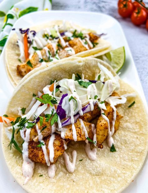 Baja Fish Tacos - Cook What You Love Dinner Recipes Mexican Cod Fish Recipes, Cod Tacos Recipes, Cod Taco Recipes, Sauce For Fish Tacos, Halibut Fish Tacos, Mexican Fish Tacos, Cod Tacos, Halibut Tacos, Salmon Fish Tacos