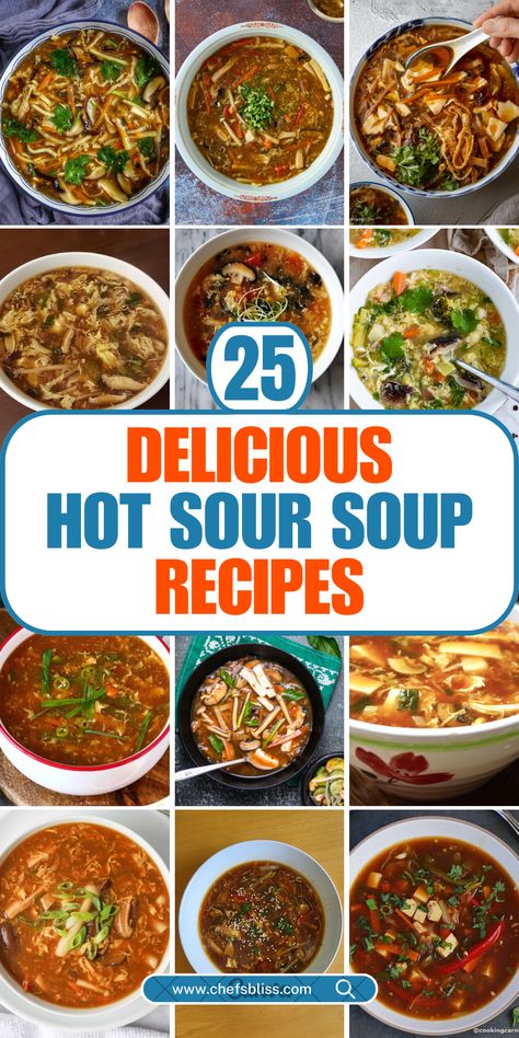 hot sour soup recipes Hot And Sour Soup With Chicken, Homemade Hot And Sour Soup, Spicy Sour Soup, Hot N Sour Soup Recipe, Chinese Hot And Sour Soup, Thai Hot And Sour Soup, Hot N Sour Soup, Hot And Sour Soup Recipe, Sukiyaki Recipe