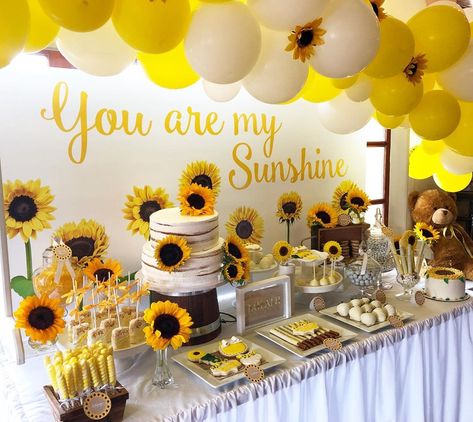 Pretty Sweet Candy Buffets on Instagram: “Transitioning from summer to fall...the sunflower is the perfect flower ☀️🌻🍂 . . . #babyshower #sunflower #falldecor #desserttable…” Baby Shower You Are My Sunshine Theme, Sunflower Shower Theme, You Are My Sunshine Baby Shower Theme, You Are My Sunshine Baby Shower, You Are My Sunshine Birthday Party, Sunflower Birthday Party Decoration, Ray Of Sunshine Baby Shower Ideas, You Are My Sunshine Baby Shower Ideas, Sunflower Baby Shower Ideas