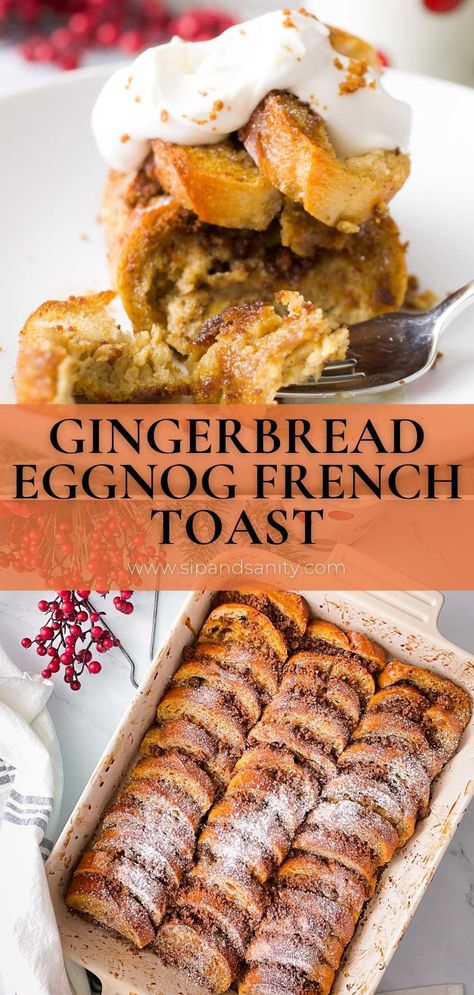 Eggnog Custard, Eggnog French Toast Casserole, Gingerbread Eggnog, Spiced Eggnog, Croissant French Toast, French Bread French Toast, Eggnog French Toast, Thanksgiving Brunch, French Toast Casserole Overnight