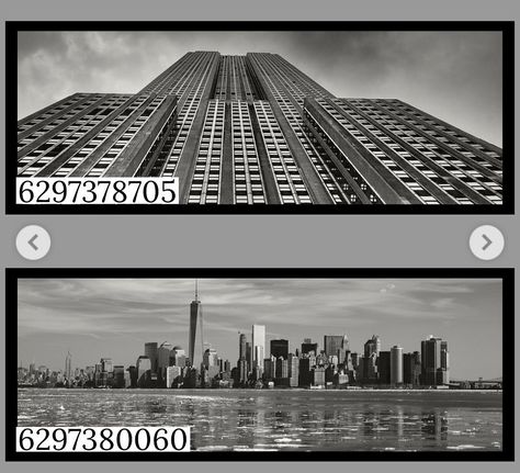 Bloxburg Large Painting Decals, New York Decals Bloxburg, Roblox Wall Decal Codes, Bloxburg Picture Codes Modern Black, Roblox Decal Codes Black And White, Roblox Decal Codes Aesthetic Black And White, Black Bloxburg Decals, Black Headboard Decal Bloxburg, Bloxburg Modern Decals Black And White