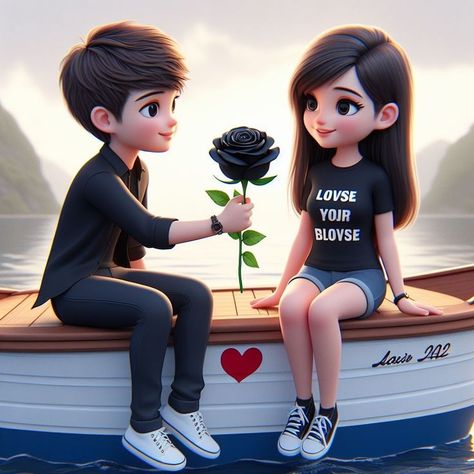 Rose Propose Pic, Rose Day Cartoon Couple, Proposing To Girlfriend, Propose Anime Couple, Boy Propose To Girl, Love Rose Romantic Couple, To Girlfriend, Character Pictures, Cute Couple Cartoon