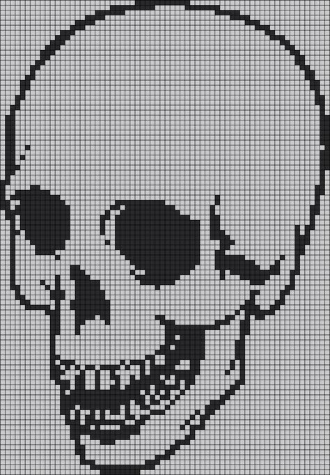 Alpha Pattern #13900 Preview added by toribug11 Cross Stitch Skull, Crochet Skull Patterns, Modele Pixel Art, Crochet Skull, Halloween Cross Stitch Patterns, Pixel Art Templates, Embroidery Bracelets, Pixel Crochet, Pixel Art Grid