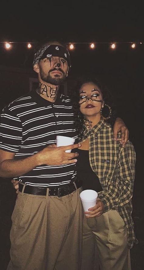 Costumes Unique, Look Hip Hop, Gangster Clown, Meme Costume, Halloween Make-up Looks, Kostuum Halloween, Best Couples Costumes, Diy Costumes Women, Halloween Couple