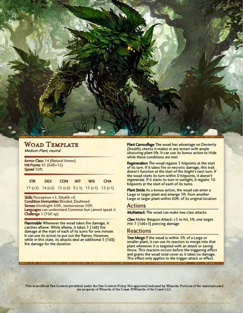 Warlock Patron, Monsters Rpg, Homebrew Monsters, Dnd Creatures, The Hunting Party, Dnd Monster, Dnd Druid, Dnd Stats, Plant Monster