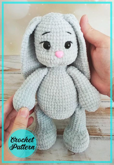 Plush Crochet Bunny Amigurumi PDF Free Pattern - Amigurumiday Lapghan Crochet, Shorts Pattern Free, Baby Afghan Crochet Patterns, Animal Knitting Patterns, Crochet Bunny Pattern, Summer Toys, Crochet Rabbit, Bunny Pattern, Crochet Animals Free Patterns