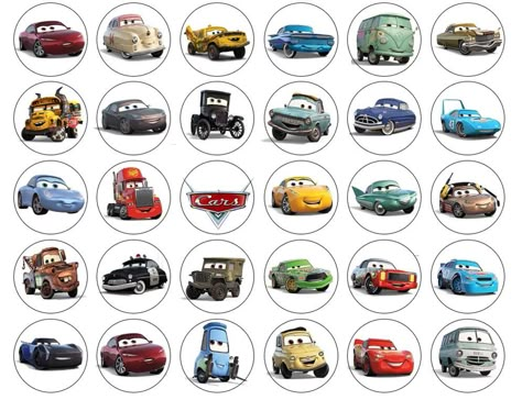 Disney Cars Cupcakes, Cars Movie Characters, Disney Cars Cake, Cars Cupcakes, Car Cake Toppers, Disney Cars 3, Birthday Children, Clay Christmas Decorations, Cars Birthday Party Disney