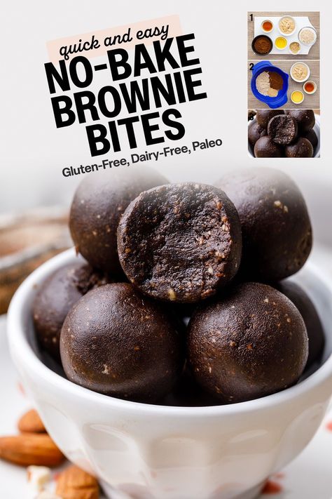 This easy no-bake brownie bite recipe has minimal ingredients, no cook time and keep incredibly well in the fridge. No Bake Cake Bites, Easy Brownie Bites, No Bake Brownie Bites, Brownie Bites Recipe, Easy Brownie, Healthier Desserts, No Cook, Cake Bites, Extremely Funny