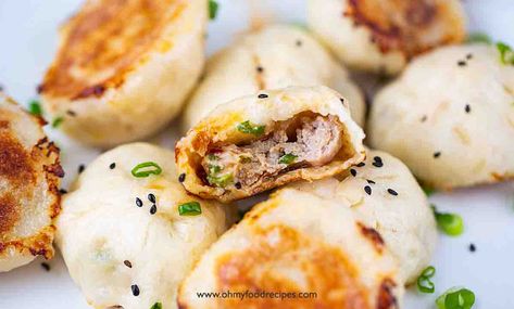 Pan Fried Buns Pan Fried Buns, Sheng Jian Bao, Fried Buns, Pan Fried Dumplings, Fried Dumplings, Buns Recipe, Bao Buns, Pork Buns, Homemade Chili