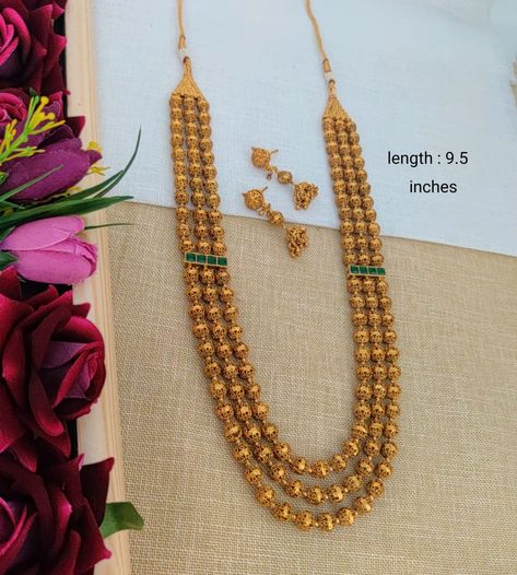 Mohan Mala Jewellery Gold, Mohan Mala, Gundla Mala, Gold Set Design, Gold Mala, Mala Designs, Pearl Ornaments, Indian Wedding Jewelry Sets, Gold Jewels Design