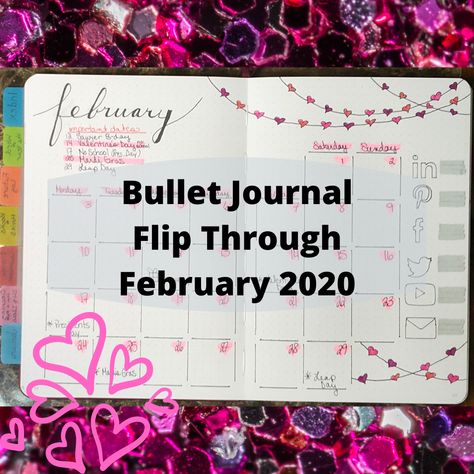 Flip through my February Bullet Journal Pages. YouTube Video included! Bullet Journal Flip Through, Bullet Journal Pages, May Bullet Journal, February Bullet Journal, Heart Themed, Journal Pages, Youtube Video, Pink Heart, Youtube Videos