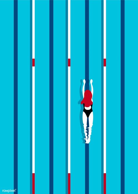 Aerial view of a swimming pool | free image by rawpixel.com / Aew Swimming Poster Design, Swim Illustration, Toad Bag, Sports Illustrations Art, Diy Tableau, Swimming Posters, Female Runner, Pool Art, Pool Activities