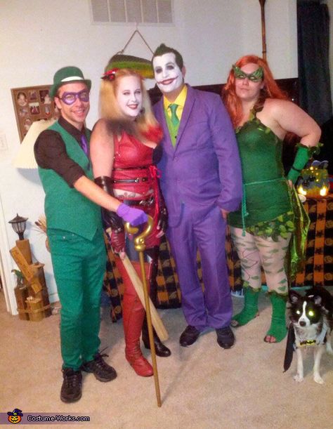 Batman Villians Costumes, Villians Costumes, Batman Villain Costumes, Batman Villians, Aesthetic Kirby, Harley Ivy, Family Costumes Diy, Batman Villain, Halloween Costume Design