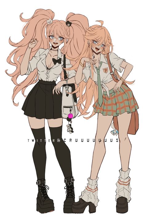 Junko Enoshima Gyaru, Gyaru Oc Art, Danganronpa Sketch, Junko Enoshima Fanart, Lackadaisy Oc, Danganronpa Oc, Danganronpa Junko, Panty And Stocking Anime, Danganronpa Characters