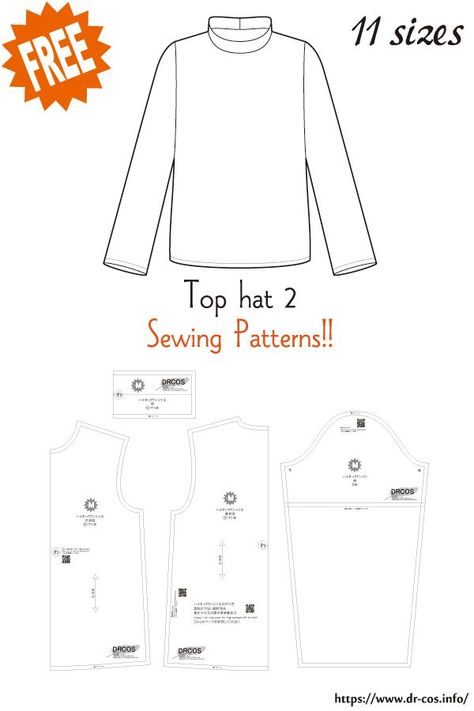 Long Shirt Pattern, Free Sewing Patterns For Men, Sweater Sewing Pattern Free, Sweatshirt Pattern Free, Men Shirt Pattern, Turtle Neck Pattern, Tshirt Sewing Pattern, Mermaid Dress Pattern, Pola Sweater