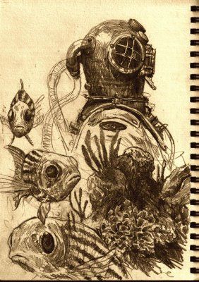 Deep sea diver for my sea leg Scooba Diver, Deep Sea Diver Tattoo, Saturation Diver, Scuba Diver Craft, Deep Sea Diver Art, Diver Art, Navy Diver, Deep Sea Diver, Diving Helmet