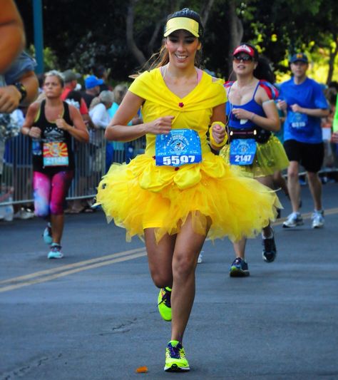 Belle Running Costume, Disney Marathon Outfit, Rundisney Outfits, Muddy Princess, 5k Costume, Disney Running Outfits, Disney Princess Marathon, Disney 5k, Princess Running Costume