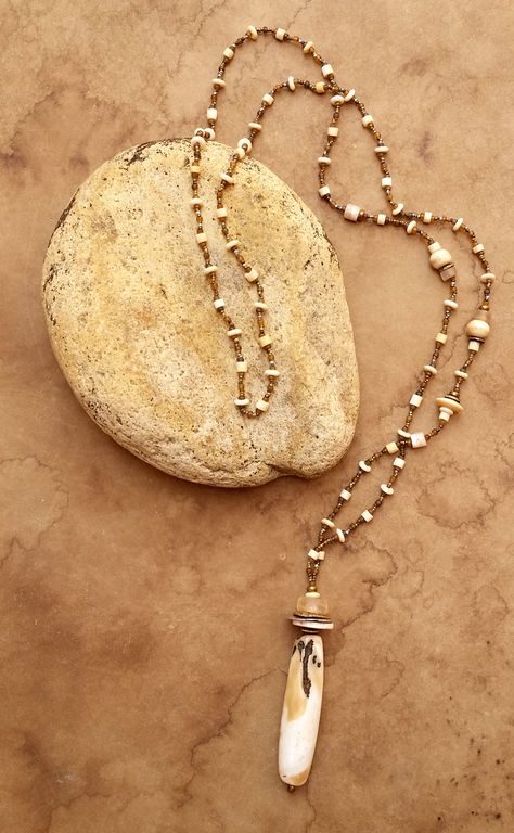 Antique Naga Shell Necklace by Dawn Wilson-Enoch +++ Desert Talismans on Etsy Sundance Style Jewelry, Primitive Jewelry, Gem Stone Jewelry, High Strung, Swan Jewelry, Coachella Style, Raw Stone Necklace, Sundance Style, Bohemian Style Jewelry