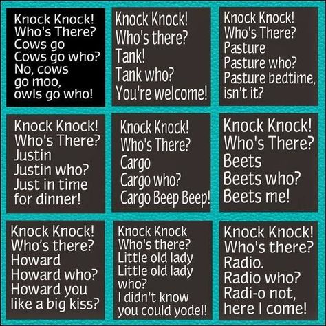 Knock Knock Jokes For Kids, Funny Knock Knock Jokes, Juleverksted For Barn, Lunchbox Jokes, Now Quotes, Funny Jokes To Tell, Corny Jokes, Funny Jokes For Kids, Clean Jokes