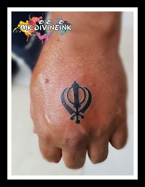 Khanda tattoo, Holy sign tattoo, Khanda lover, Khanda,Punjabi tattoo, Khanda tattoo design, Religious Tattoo sign, Holy sign tattoo, Power tattoo Blackwork tattoo, Tattoo design, Tattoo style, Tattoo ideas INSTAGRAM:- www.instagram.com/mk.divineink Hakhamanesh Tattoo, Khanda Tattoo Design, Khanda Tattoo, Punjabi Tattoo, Hand Tattoo Design, Tattoo Sign, Trishul Tattoo Designs, Henna Flower Designs, Tattoo On Wrist