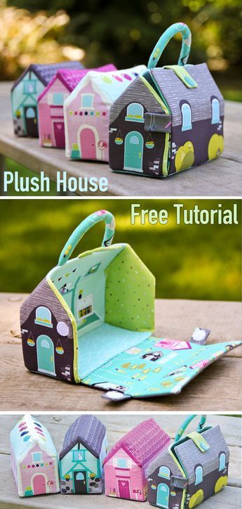 Fabric Dollhouse, Fabric Doll House, Corak Menjahit, Dollhouse Diy, Fabric Toys, Fabric Houses, Sewing Toys, Felt Dolls, Diy Dollhouse