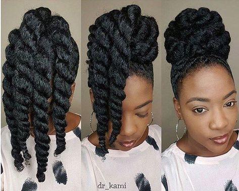 Natural Updo, Chunky Twists, Prom Hair Updo, Bun Styles, Pelo Afro, Beautiful Natural Hair, Protective Style, Natural Hair Styles Easy, Natural Hair Updo