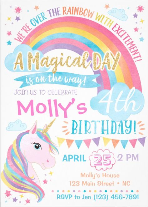 Rainbow Unicorn Birthday Party, Unicorn Party Invites, Rainbow Unicorn Party, Unicorn Birthday Invitation, Rainbow Birthday Invitations, Unicorn Themed Birthday Party, Rainbow Invitations, Unicorn Birthday Party Invitation, Rainbow Unicorn Birthday