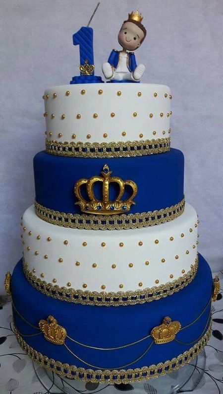 1st Year Birthday Cake, Royal Prince Cake, Birthday Cake Ideas For Boys, 1st Birthday Cake Ideas, Boys 16th Birthday Cake, Cake Ideas For Boys, 1st Birthday Cake Designs, Prince Baby Shower Cake, Royal Prince Birthday Party