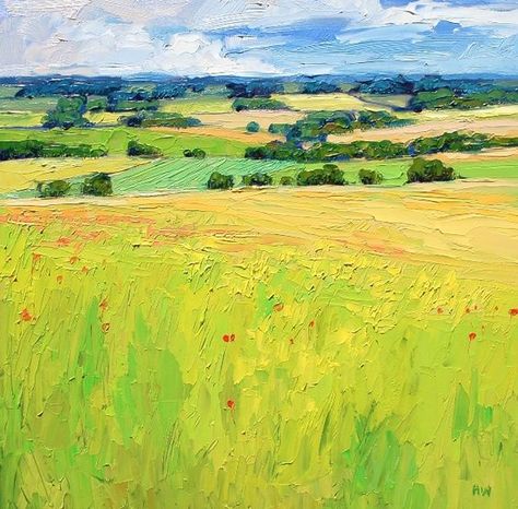 Grass Fields, Yellow Fields, Art Theory, Jackson's Art, The Painter, Palette Knife Painting, Impasto Painting, Abstract Art Landscape, Contemporary Fine Art