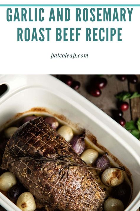 Garlic And Rosemary Roast Beef Recipe Rosemary Roast Beef, Rosemary Roast, Roast Beef Recipe, Pearl Onions, Roast Beef Recipes, Paleo Beef, Beef Recipe, Beef Stock, Beef Broth