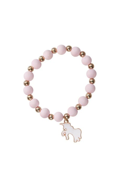 Great Pretenders Unicorn Dreams Bracelets - The Mini Branch Unicorn Bracelet, Dream Bracelet, Unicorn Charm, Large Bracelet, White Unicorn, Matte Pink, Elegant Bracelet, Jewelry Card, Pink Beads