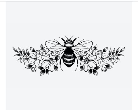 Bee And Flower Tattoo, Marigold Tattoo, Spring Market, Tasteful Tattoos, Getting A Tattoo, Bee Tattoo, Minimalist Tattoos, Bee On Flower, Tattoo Art Drawings