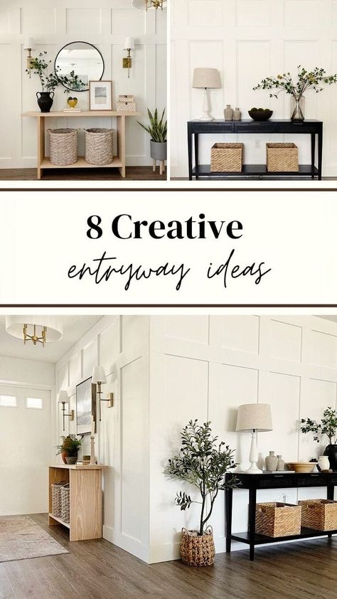 Give your entryway decor a creative upgrade with 8 ideas for storage solutions, accent walls, furniture, and more! Get your entrance design interior ideas here for the perfect entryway overhaul. Entrance Design Interior, Accent Wall Entryway, Creating An Entryway, Credenza Decor, Cool Kids Bedrooms, Eclectic Home Decor, Living Room Renovation, Console Table With Drawers, Small Entryways