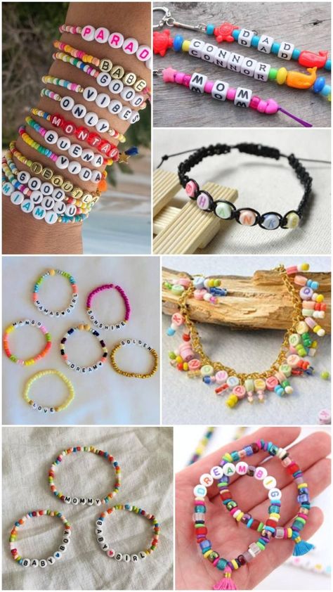 DIY Alphabet Letter Pony Bead Bracelets Crafts - Kids Art & Craft Alphabet Bead Bracelets, Alphabet Bracelets Diy, Alphabet Bracelet Ideas, Alphabet Beads Ideas, Letter Beads Ideas, Alphabet Beads Bracelet, Letter Bracelet Beads Ideas, Diy Alphabet Letters, Letter Bracelet Beads