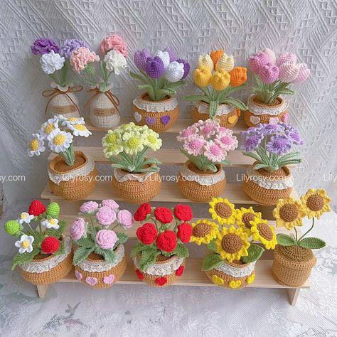 Crochet flower pot, Mother's Day gifts collection, DM for orders🌸🌸 #mothersday #monthersdayflower #giftsformom #crochetsunflowers #crochetlily #crochetflowerpatterns #crochet #flowershop #giftstorher #lilyrosyflower #flowerpot #crochetflowerpot #crochetpot #flowerformom #gifts #flower Flower Pot Crochet Pattern, Crochet Flower Pot Pattern, Flower Pot Crochet, Crochet Flower Pot, Crochet Vase, Crochet Bouquet, Crochet Business, Crochet Design Pattern, Beginner Crochet Projects