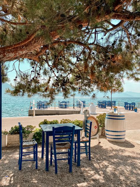 Methana, Greece #greece #vacation #holiday #seafood #seaside #restaurant Methana Greece, Greece Restaurant, Beach Moodboard, Greece House, Seaside Restaurant, Visual Puns, Greece Beach, Marble Blue, Greek Restaurants