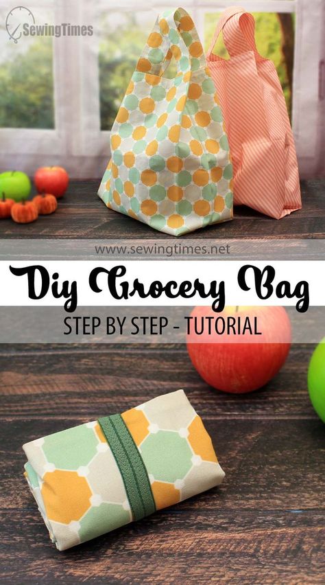 Easy Tote Bag Sewing, Reusable Grocery Bags Pattern, Diy Reusable Grocery Bags, Tote Bag Sewing Tutorial, Diy Grocery Bags, Shopping Bags Diy, Easy Tote Bag, Grocery Bag Pattern, Shopping Bag Pattern