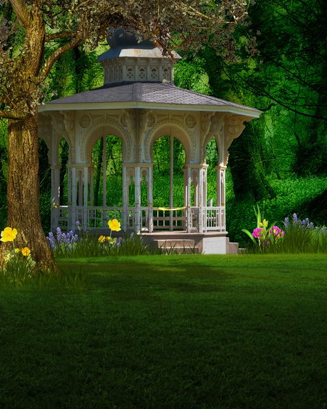 Beautiful Gazebo, Gazebo Aesthetic, Victorian Gazebo Ideas, Fantasy Gazebo, Pride And Prejudice Gazebo, Gazebo Rose Garden, Gazebo Cottagecore, Garden Wallpaper, Gazebo Pergola